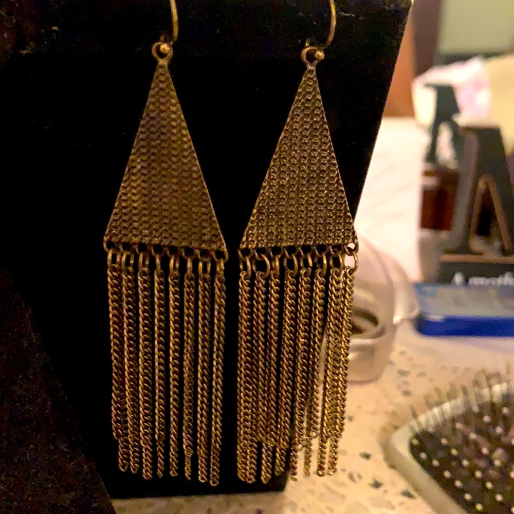 Rustic vintage copper dangling earrings